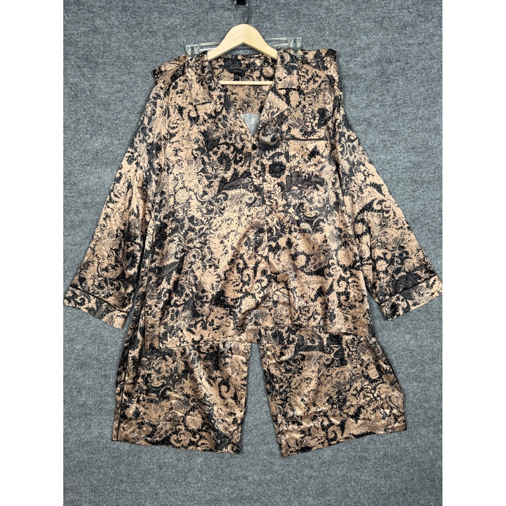 Soma Satin Paisley Pajama Set in Black and Gold